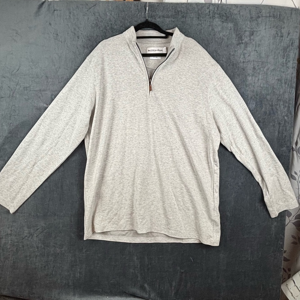 Mizzen+Main Men’s Light Gray Quarter Zip-Up Sweater Sz XXL